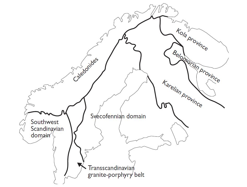 Domaines géologiques de la Fennoscandie