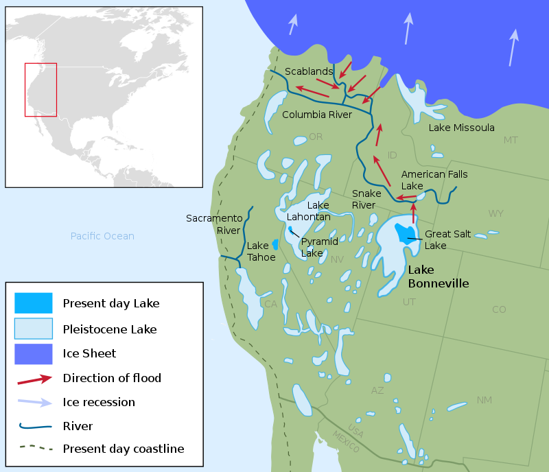 Les lacs de l'ouest américain il y a environ 17 500 ans